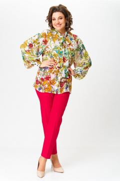 Блуза, брюки Andina city 9064-25 красный-мультиколор - фото 3