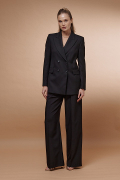 Деловой двубортный жакет из текстиля с карманами HELEN BIRCH J005a черный - фото 4