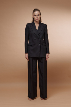 Деловой двубортный жакет из текстиля с карманами HELEN BIRCH J005a черный - фото 3