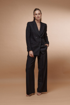 Деловой двубортный жакет из текстиля с карманами HELEN BIRCH J005a черный - фото 1