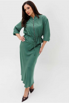 Женский костюм из текстиля с юбкой и блузой на кулисе Mislana С1038 - фото 4