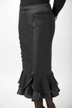 Черная трикотажная юбка с валанами и шифоновыми вставками Klever 402 черный - фото 1