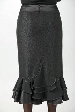 Черная трикотажная юбка с валанами и шифоновыми вставками Klever 402 черный - фото 2