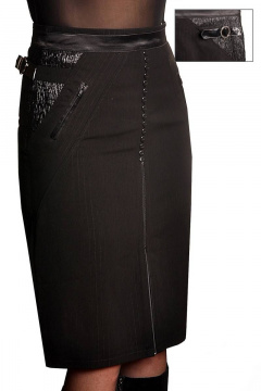 Юбка карандаш на молнии и поясе из текстиля Klever 409 черный - фото 1