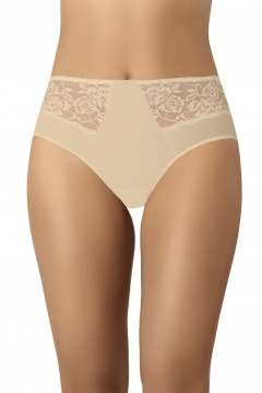Трусы из эластичного трикотажа с высокой линией и кружевом Teyli 134 бежевый - фото 1