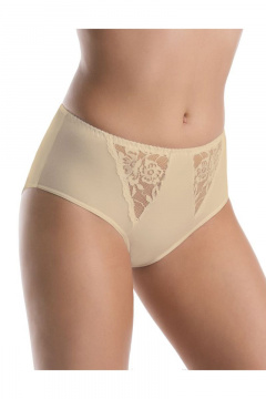 Трусы с высокой линией и кружевной кокеткой из эластичного трикотажа Teyli 142 бежевый - фото 1