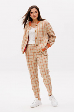 Бомбер и брюки в стиле спорт-шик с принтами для демисезона Fantazia Mod 4349 - фото 3