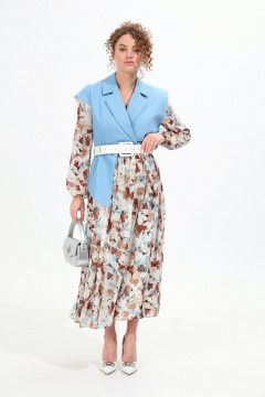 Платье NikVa 904-4 голубой+акварель - фото 5