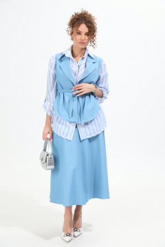 Жилет, рубашка, юбка NikVa 957-1 голубой_бело-голубые_полосы - фото 2