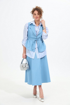 Жилет, рубашка, юбка NikVa 957-1 голубой_бело-голубые_полосы - фото 1