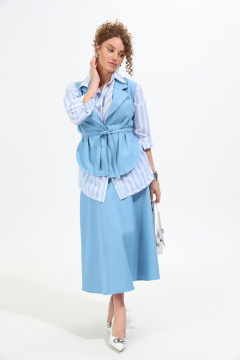Жилет, рубашка, юбка NikVa 957-1 голубой_бело-голубые_полосы - фото 4