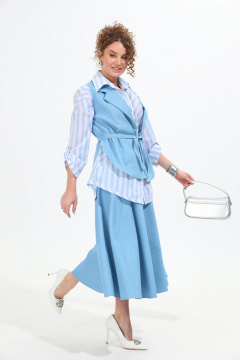 Жилет, рубашка, юбка NikVa 957-1 голубой_бело-голубые_полосы - фото 3