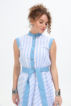 Платье NikVa 964-1 бело-голубые_полосы - фото 2