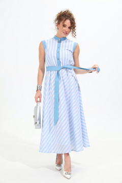 Платье NikVa 964-1 бело-голубые_полосы - фото 1