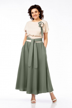 Платье Ольга Стиль С-912 беж-зеленый - фото 3