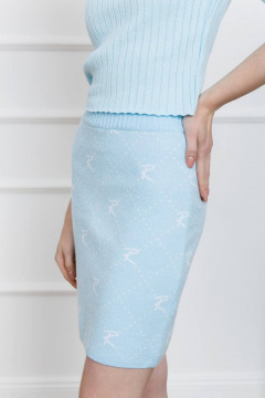 Юбка прямого силуэта из жаккардового трикотажа Romgil РВ0021-ХЛ2 бледно-голубой,белый - фото 3