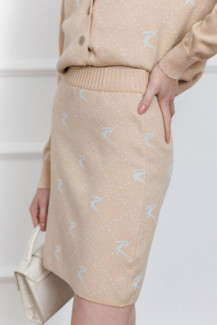 Юбка прямого силуэта из жаккардового трикотажа Romgil РВ0021-ХЛ2 крем-брюле,бледно-голубой - фото 5