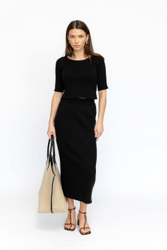 Костюм из хлопкового трикотажа с регланом и юбкой Romgil РВ0028-ХЛ2 черный - фото 4