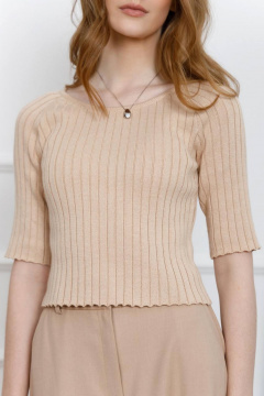 Джемпер прилегающий реглан из хлопка демисезонный Romgil РВ0029-ХЛ2 крем-брюле - фото 3