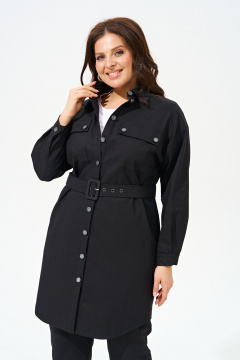 Джинсовый костюм из брюк и рубашки, повседневный стиль IVA 1475 черный - фото 2