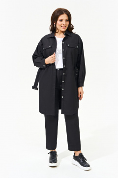 Джинсовый костюм из брюк и рубашки, повседневный стиль IVA 1475 черный - фото 1