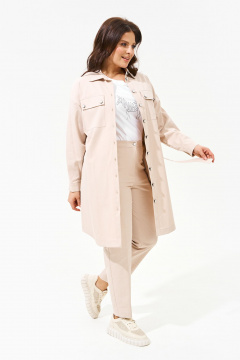 Джинсовый костюм с брюками и свободной рубашкой IVA 1475 бежевый - фото 2