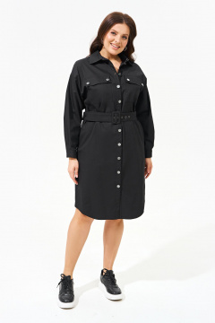 Джинсовое платье-рубашка с функциональными карманами IVA 1492 черный - фото 1