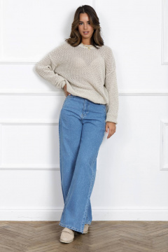 Джемпер из хлопка с сетчатым переплетением для каждый день Romgil 718ЛТЗ светло-бежевый - фото 4