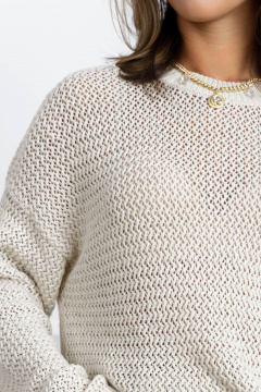 Джемпер из хлопка с сетчатым переплетением для каждый день Romgil 718ЛТЗ светло-бежевый - фото 3