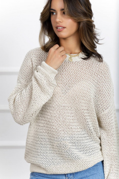 Джемпер из хлопка с сетчатым переплетением для каждый день Romgil 718ЛТЗ светло-бежевый - фото 1