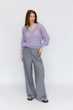 Синий оверсайз джемпер из трикотажа и сетки Romgil 815ХТЗ сирень_турецкая - фото 1