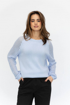 Джемпер оверсайз из хлопка для повседневной носки Romgil 821ХТЗ голубой - фото 1