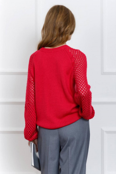 Красный оверсайз джемпер из хлопка и трикотажа Romgil 821ХТЗ малиновый - фото 5