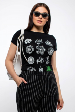 Брюки La rouge 80275 черно-белый-(полоска) - фото 2