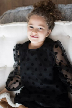 Нарядное платье для девочки с объемными рукавами из трикотажа Tammi 1Т30-23/1 черный - фото 5