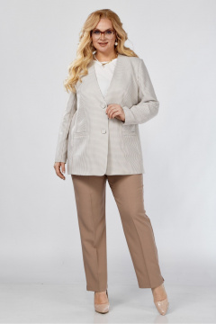 Бежевые классические брюки с заутюженными стрелками из вискозы Элль-стиль 2002/11 капучино - фото 1