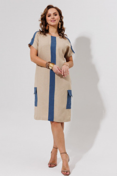 Платье Galean Style 967 беж_с_синим - фото 2