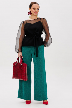 Блуза, брюки, топ Mubliz 267 черный-зеленый - фото 1