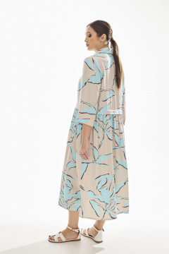 Платье из вискозы голубое свободного силуэта на лето DAVA 1172 серо-голубой - фото 2