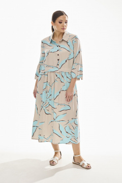 Платье из вискозы голубое свободного силуэта на лето DAVA 1172 серо-голубой - фото 5