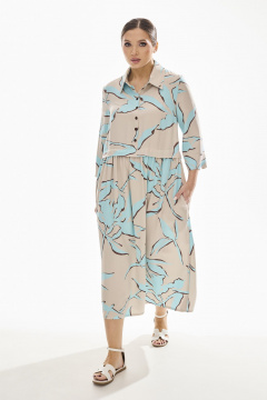 Платье из вискозы голубое свободного силуэта на лето DAVA 1172 серо-голубой - фото 4