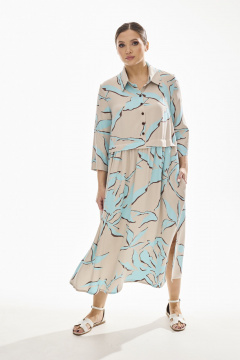 Платье из вискозы голубое свободного силуэта на лето DAVA 1172 серо-голубой - фото 1