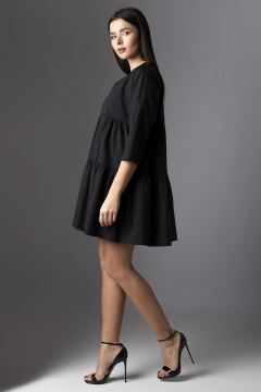 Платье свободного кроя из хлопка с V-образным вырезом VIZAVI 636 черный - фото 5