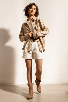 Рубашка Nova Line 20856 клетка_бежевая - фото 1