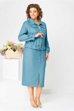 Жакет, юбка Асолия 1481 аква - фото 3