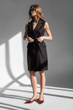 Жилет полуприталенный с пиджачным воротником и карманами Rivoli 8075 черный - фото 2