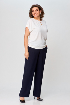 Блуза, брюки Slaviaelit 539 молочный+синий - фото 2