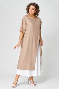 Туника, юбка LadisLine 1564 кофе+белый - фото 5