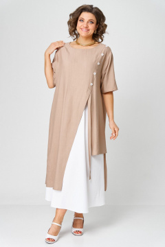 Туника, юбка LadisLine 1564 кофе+белый - фото 4