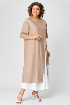 Туника, юбка LadisLine 1564 кофе+белый - фото 3